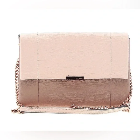 VGC TED BAKER LONDON 100% BOVINE LEATHER SHOULDER BAG/CLUTCH W ROSE GOLD HW - Picture 3 of 17